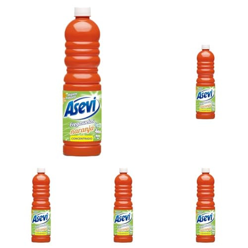 Asevi Fregasuelos Perfumado Naranja - Friegasuelos Concentrado Aroma Cítrico - Limpieza, Brillo e Higiene - Limpiasuelos pH Neutro Todo Tipo de Suelos, Incluso Superficies Delicadas - Envase 1 Litro
