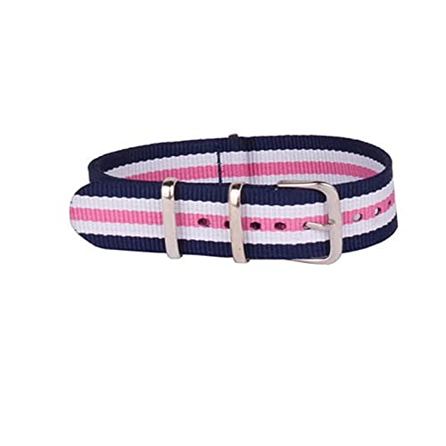 Nylon Bracelet 12mm-22mm Marine Blanc Rouge NATO Nylon imperméable Montre-Bracelet en Bande, C, 12mm Cover
