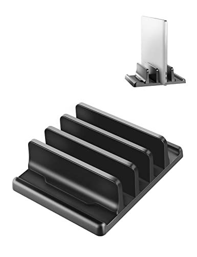 3-Slots-Vertical-Laptop-Stand-for-Desk-Adjustable-Laptop-Stand-Dock-with-Allen-Key-5-in-1-Vertical-Laptop-Holders-Desktop-Organizer-Stand-for-MacBook-PC-Chromebook-ipad-Made-of-Plastic-ABS