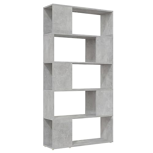 KTHLBRH Estantería separador de ambientes, color gris hormigón, 80 x 24 x 155 cm, material de madera, estanterías decorativas para oficina, salón, salón, dormitorio