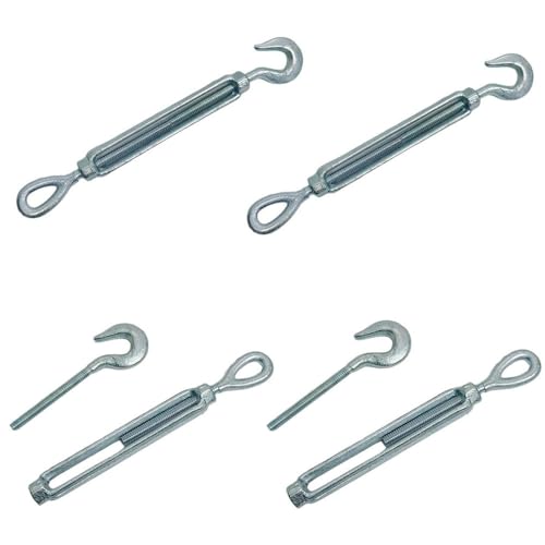 1/4" x 4" Tensor Gancho Ojo Polea Galvanizado Forjado en Caliente Capacidad 400 Lb 4 Piezas miniatura 1
