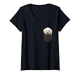 Femme Bichon Frise, chiot, chien, dans sa poche, mignon, amoureux des animaux T-Shirt avec Col en V