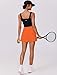 PINSPARK Tennis Skirts for Women High Waisted Athletic Skirt Quick Dry Golf Skort Lightweight Workout Skorts with Pockets Shorts, Orange Small