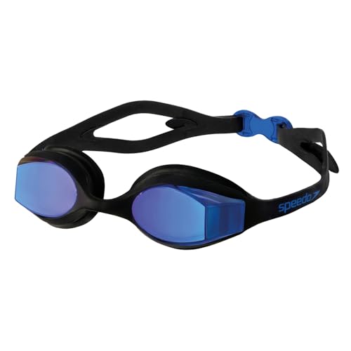 Óculos de Natação, Speedo, Focus Duo Vision, Lentes Espelhadas, Antifog e Proteção UV, Vedação M - Preto e Azul