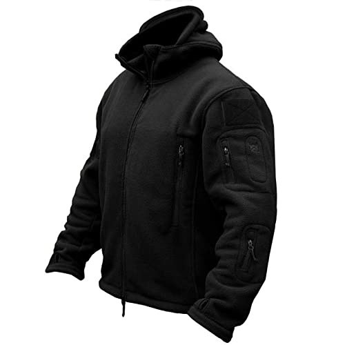 sunongvt Men's Fleece Jacket Soft Lightweight Military Tactical Outdoor Casual Coats Men Hooded Autumn Outer Adventure Jacket
