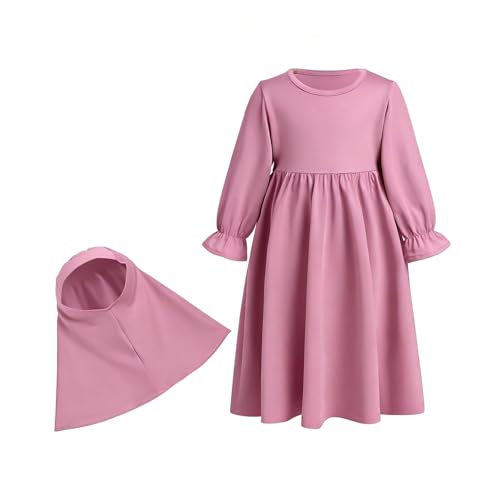 Abaya enfant fille manche longue avec robe prière musulmane et tenue de fête 2-10 ans