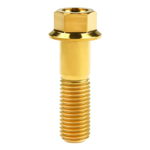 Image of Titanium Bolt M12 30 35 40 45 50 55 60 65 70 75 80 85 90mm Hex Small Flange Head for Motorcycle Car Modification Pack of 4 (M12x40mm Pitch 1.25, Gold)