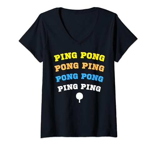 Womens Ping Pong Ping Ping Table Tennis Racket Colours Humour V-Neck T-Shirt