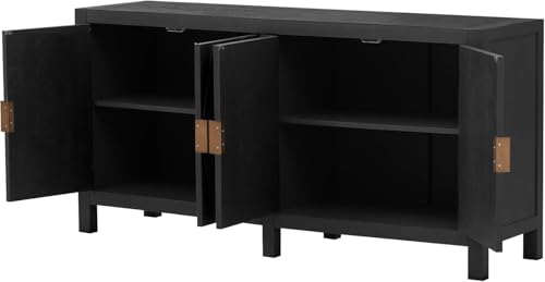 Retro-Vintage-Sideboard-Buffet-Cabinet-with-Doors-and-Adjustable-Shelves-Wood-Ash-Veneer-Sideboard-Storage-Cabinet-Accent-Cabinet-Console-Cabinet-for-Living-RoomHallway-Entryway-Black Retro Vintage Sideboard Buffet Cabinet with Doors and Adjustable Shelves Wood Ash Veneer Sideboard Storage Cabinet Accent Cabinet Console Cabinet for Living RoomHallway Entryway Black