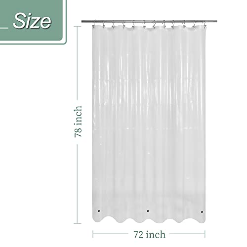 Image of Mrs Awesome Long Shower Curtain Liner with 3 Magnets, 72x78 Clear PEVA Shower Liner, 78 Length Plastic Shower Curtain for Bathroom, Waterproof, 72 x 78, Clear