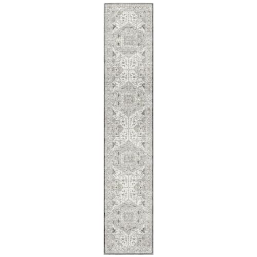 Madane Hallway Washable Runner Rug - 2x10 Kitchen Rugs Entryway Rug Runner Vintage Soft Floor Mat Non Slip Indoor Farmhouse Carpet for Bathroom Living Room Bedroom (2 X 10, Ivory/Brown)