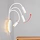 ERWEY Leselampe Bett, Leselampe Wandmontage 3W+8W Bettlampe mit Schalter und USB-Aufladung,LED Wandlampe Leselicht 360° Schwenkbar Schwanenhals mit Stecker und Kabel für Schlafzimmer, Weiß