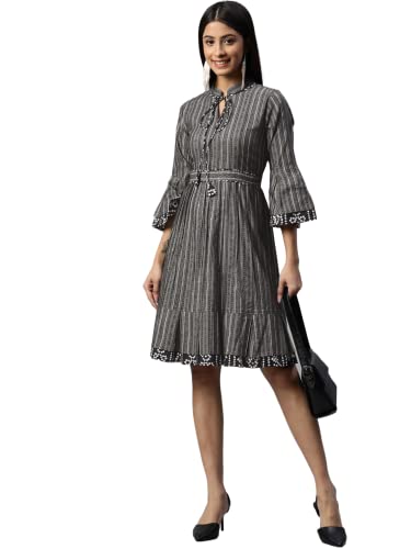 Image of arriva fab Women's Cotton Jaipuri Floral Print A-line Dress