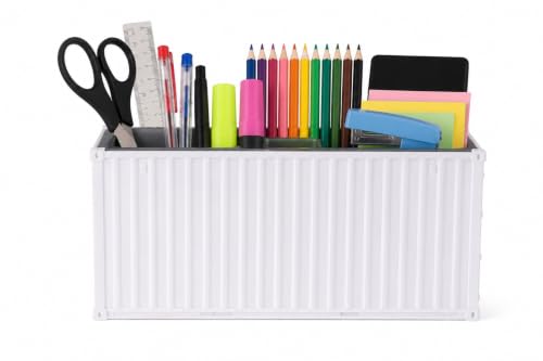 Image of Neonix Desk Organizer Office Supplies Multi Function Shipping Container Style Storage Box Pen Pencil Business Card and Remote Control Holder for Office and Home Gray (Container Storage 4)