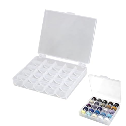 1pcs De 25 Fentes Vides Bobines Bobines Boîte,Boîte En Plastique De Rangement De Récipient De Support De Canette,Plastique Couture Artisanat Boîtier,Convient Pour Le Stockage Des Bobines