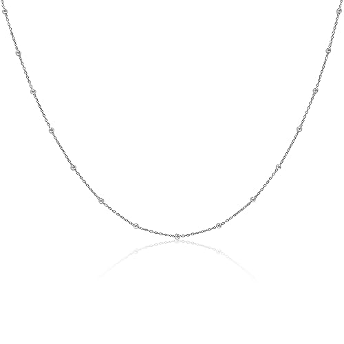Mary & Jules Choker Kette Damen 925 Sterling Silber, feine Kugelkette aus recyceltem Silber, mit einzelnen Kugeln, Länge 38 + 4 cm, Kette Silber für Frauen Mädchen