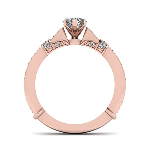 Bague pierre latérale cœur or rose pour style décontracté