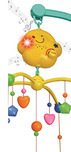 BabyGo Musical Sound & Light Unicorn Rattle Crib Cot Mobile | Rotating Hanging Jhoomer Toy for Baby Cradle, Infant Bed & Nursery Decoration | Soothing Sleep Aid, Sensory Development (Multicolor)