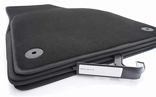 kh Teile Fußmatten passend für ID3 ID.3 (4-teilig) Velours Premium Automatten Matten Innen Schwarz 4-teilig