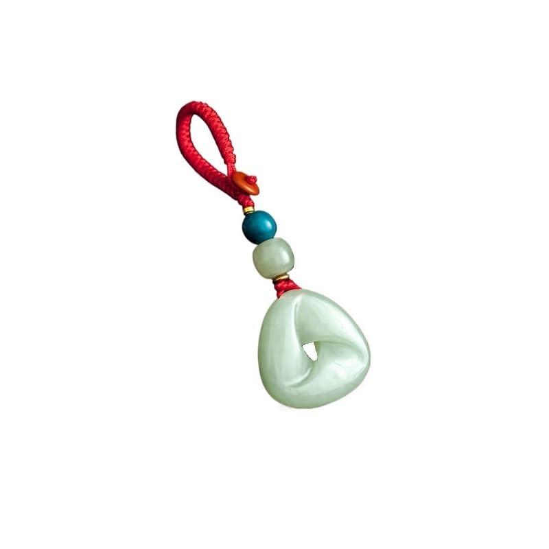 Porte-clés jade Hetian anti-perte, pendentif voiture et sac
