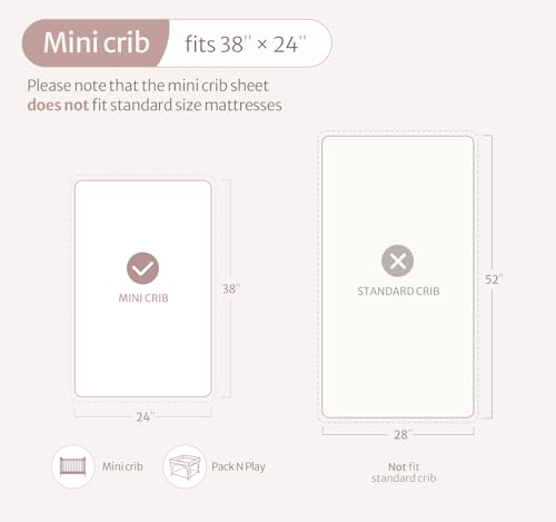 Image of Blissful Diary Muslin Mini Crib Sheets, 2 Pack, Pink Floral&Light Pink | fitted for pack n play, soft and breathable cotton, boho style, easy care for machine wash, gifts for boys and girls