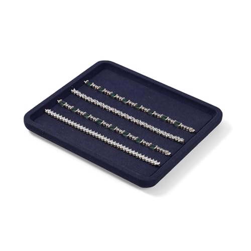 Microfiber Jewelry Trays Stackable Jewelry Display Tray Jewelry Bracelet Necklace Tray Organizer Ring Earring Necklace Organizer Tray Jewelry Trays For Drawers (Blue