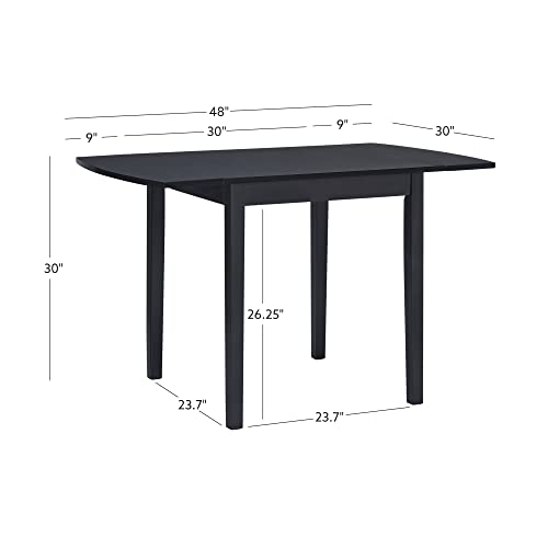 Linon Black 30" Square 30" X 48" Fully Extended Torino Drop Leaf Table #TOP2