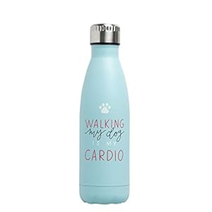 Pearhead Walking My Dog Water Bottle, Double Walled Steel Water Bottle, Keeps Liquids Cold or Hot, Pet Themed Water Bottle, Dog Owner