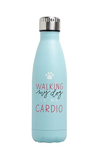 Pearhead Walking My Dog Water Bottle, Double Walled Steel Water Bottle, Keeps Liquids Cold or Hot, Pet Themed Water Bottle, Dog Owner