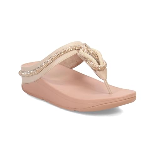 Image of FitFlop Women's Fino Crystal-Cord Leather Toe-Post Sandal