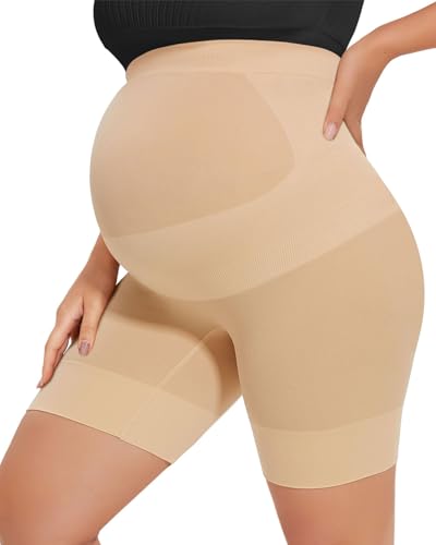 JUKOTA Bragas Embarazada Cintura Alta Pantalon Antirozaduras Mujer Verano Ropa Interior Premamá - Beige/M