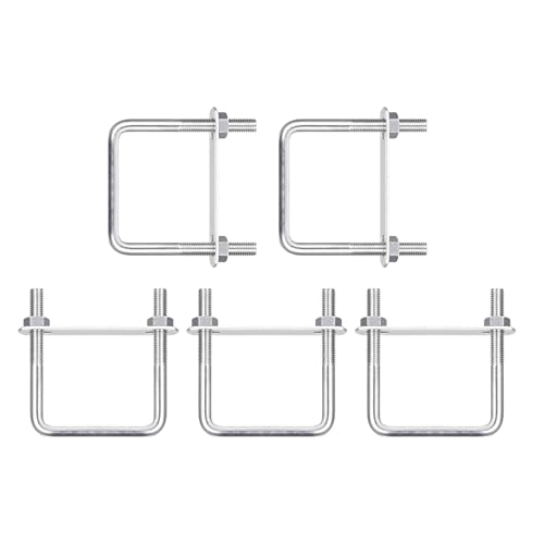 Image of DTGN M8x55x80mm(ThreadxWxL) Square U Bolt - 5Pack - Good for Trailer Pipe Replacement Parts - 304 Stainless Steel U Shape Bolts