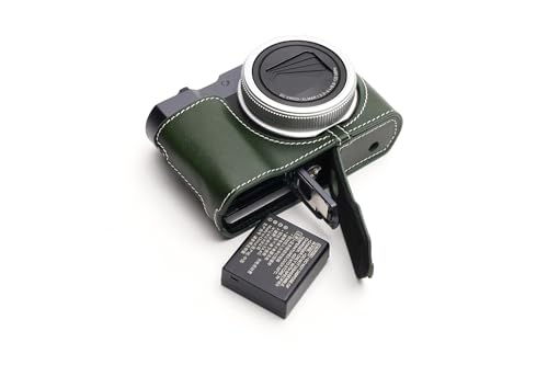 Housse moitié Leica C-LUX en cuir véritable vert pour vos reportages de voyage