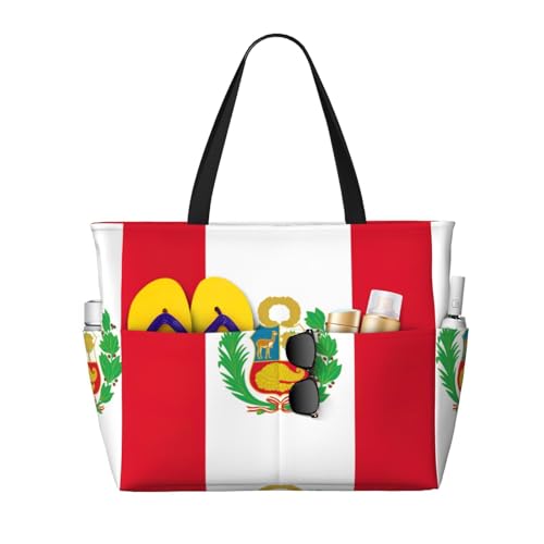 Sac de plage drapeau Pérou étanche pour les vacances et sorties d'été