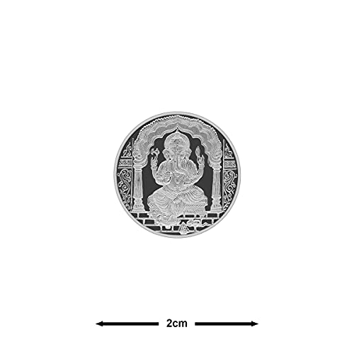 Image of MAA SILVER Pure Silver Ganpati Ganeshji BIS Hallmarked Round Coin Chandi Sikka Perfect for Gifting Investment Diwali Dhanteras (999 Purity)