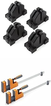 BORA Parallel Clamp Blocks, 4-Pack + Bora 18" Parallel Clamp Set, 2 Pack of Woodworking Clamps with Rock-Solid, Even Pressure, 571118T