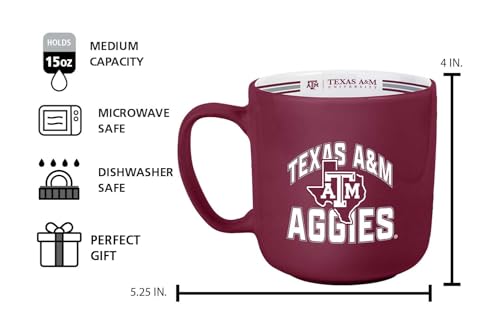 Image of Logo Brands NCAA Texas A&M Aggies 15 oz Stripe Coffee Mug - Vintage Team Logo, Inside Print & Stripes, Microwave & Dishwasher Safe- Great Gift For Fans & Alumni