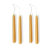 Candlestock Half Inch Beeswax Taper Candle Bundle - 2 Pairs of 1/2' All Natural USA Beeswax Tiny Taper Candles, Smokeless, Dripless, 4 Candles Total (Natural Beeswax, 4 Inch)