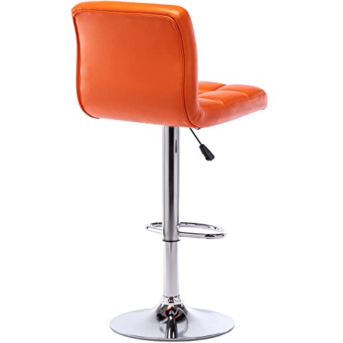 Vogue Furniture Direct Pu Leather Square Bar Stools, Modern Adjustable Swivel Barstools With Back, Armless Airlift Counter Height Chairs For Kitchen Dining Pub Cafe, Set Of 2 (Orange) #TOP7