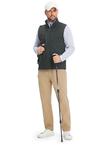 Image of M MAELREG Mens Vests Outerwear Windproof Lightweight Softshell Vests Zip Pockets Sports Sleeveless Jacket Golf Vests for Men