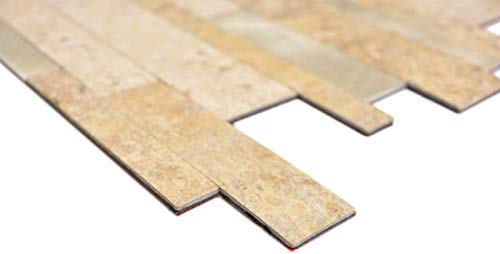 Compuesto de vinilo con aspecto de piedra Limestone marrón/dorado Mosaik azulejos pared azulejos cocina baño MOS200-36LBG_f