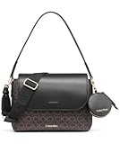 Calvin Klein Millie 2 in 1 Flap Shoulder Bag & Crossbody, Brown/Khaki/Black, One Size