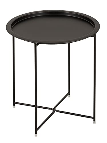 casamia Beistelltisch 2. Wahl Gartentisch Balkon Tisch Terassentisch rund Alberta Metall klein verstaubar Farbe schwarz – Bild 3