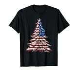 Arbre de Noël Patriotique Drapeau américain Homme Femme T-Shirt