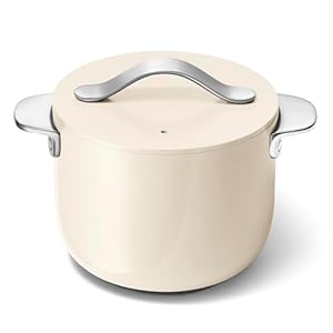 Caraway Petite Cooker – 2 Qt Ceramic Coated Pot – Free From Forever Chemicals – Perfect for Rice, Grains, or Sauces – Cream