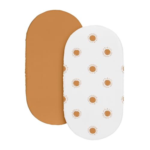Image of Sweet Jojo Designs Orange and White Vintage Boho Sun Boy Girl Unisex /Gender Neutral Baby Bassinet Sheets Fitted Sheet Set Infant Newborn Nursery Oval Rectangle Hourglass Mattress 2p Bohemian Celestial
