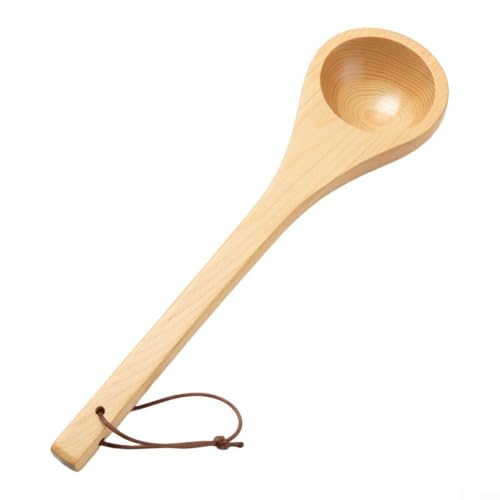 ZMdooreasy Mestolo da sauna in legno di cedro, stile scandinavo, 38 cm, cucchiaio resistente al calore, con cordino naturale per appenderlo, progettato per infusioni d'acqua sicure