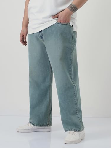 Image of Urbano Plus Men's Loose Baggy Fit Heavy Washed Jeans Non-Stretchable
