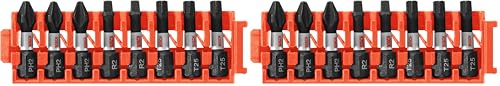 Image of BOSCH CCSV108 8-Piece Assorted Set 1 In. Impact Tough Phillips, Square, and Torx Insert Bits with Clip for Custom Case System (Pack of 2)