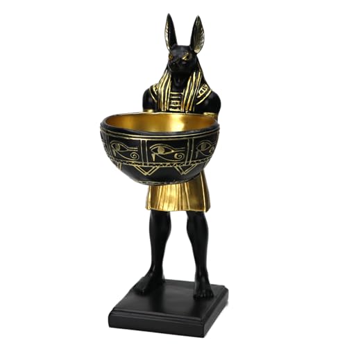 Estatua Anubis con Cuenco Decorativo en Resina